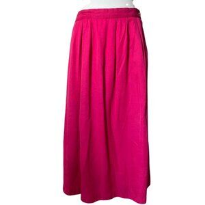 VTG Fuchsia Pink Midi High Waist Button Long Skirt